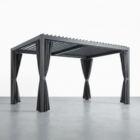 12X20 Louvered Pergola,Dark Grey Aluminum Frame with Adjustable Rainproof Roof, Featuring Waterproof Curtains and Nets — Studio Shot