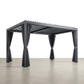 Aluminum Louvered Pergola Built for All-Season Coverage, 12x20 Frame, Adjustable Roof, Waterproof Curtains