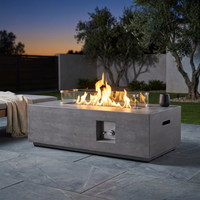 50000 BTU Coating Steel Propane Fire Pit Table in Gray Rectangular Modern Outdoor Gas Fire Table with Tank Holder — Studio Shot