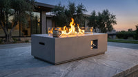 50000 BTU Coating Steel Propane Fire Pit Table in Gray Rectangular Modern Outdoor Gas Fire Table with Tank Holder — Lifestyle