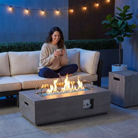 50000 BTU Coating Steel Propane Fire Pit Table in Gray Rectangular Modern Outdoor Gas Fire Table with Tank Holder — Lifestyle