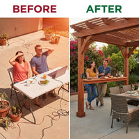 Ashland 10 Ft. X 14 Ft. All Cedar Wood Outdoor Pergola Shade Structure with Bar and Electric — Before & After