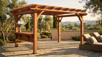 Ashland 10 Ft. X 14 Ft. All Cedar Wood Outdoor Pergola Shade Structure with Bar and Electric — Lifestyle