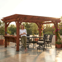 Ashland 10 Ft. X 14 Ft. All Cedar Wood Outdoor Pergola Shade Structure with Bar and Electric — Lifestyle