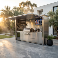 Customized Multi Functional Outdoor Kitchen BBQ Pod with Shelter Moisture Resistant Stainless Steel Outdoor Kitchen Patio Shed — Studio Shot