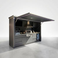 Customized Multi Functional Outdoor Kitchen BBQ Pod with Shelter Moisture Resistant Stainless Steel Outdoor Kitchen Patio Shed — Studio Shot