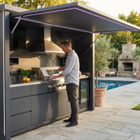 Customized Multi Functional Outdoor Kitchen BBQ Pod with Shelter Moisture Resistant Stainless Steel Outdoor Kitchen Patio Shed — Lifestyle