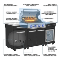 Premium 70"W Black Stainless Steel Outdoor Kitchen Island BBQ Gas Grill with Compact Refrigerator & Rotisserie Burner + Dual Sided Griddle Plate + Charcoal Tray + Natural Gas Conversion Kit — How It Works